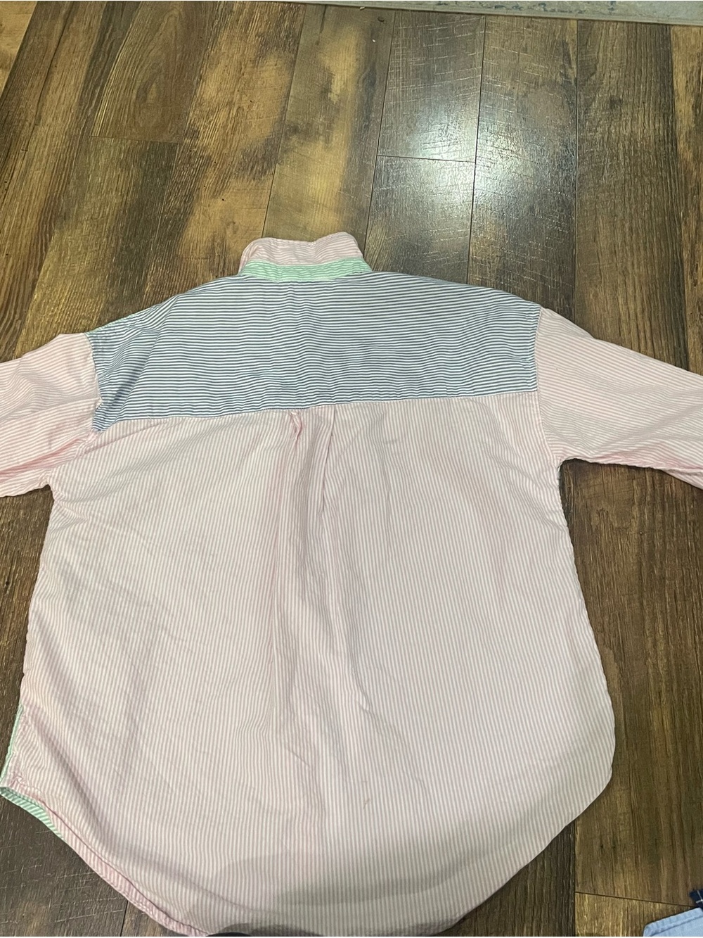 beachlunchlounge Pink & Blue Striped Kids Button-Down Shirt with Mint Trim